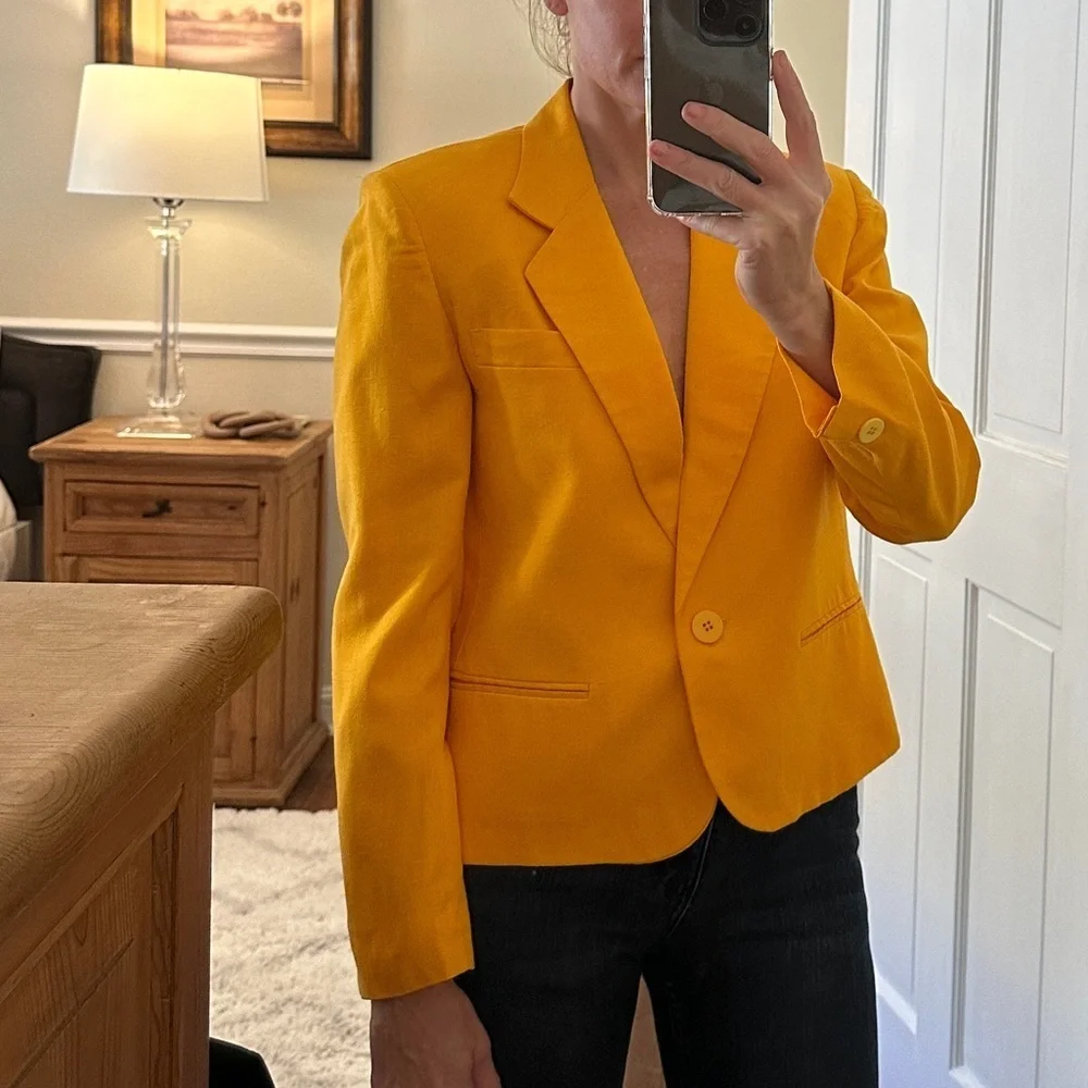 Women's Jones New York Yellow Linen Blazer